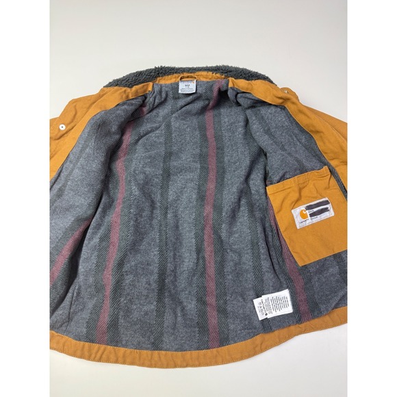 Carhartt Boys Brown Canvas Sherpa Collar Chore Coat Jacket Size S 7-8 RN13706 - Picture 4 of 11